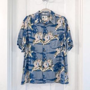 Vintage Pinup Hawaiian Button Down Shirt Medium